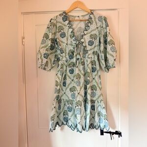 Victoria Dunn Floral Blue and White Dress